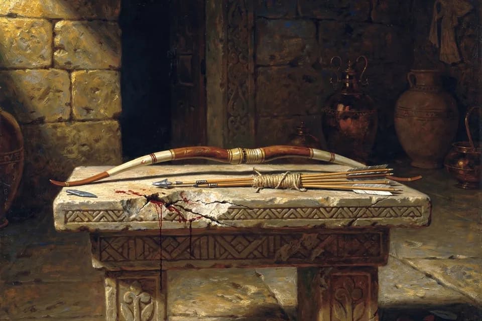 Illustration of The Bow of Aqhat, a weapon of the Canaanite Pantheon (Ugarit)