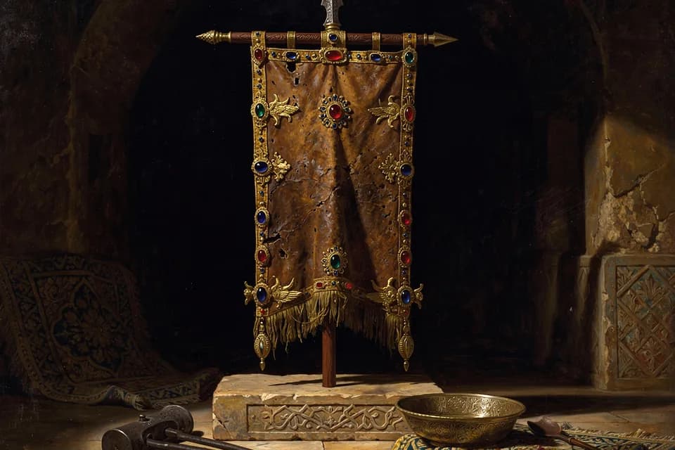 Illustration of Derafsh-e Kaviani, a banner of the Persian (Iranian) Tradition