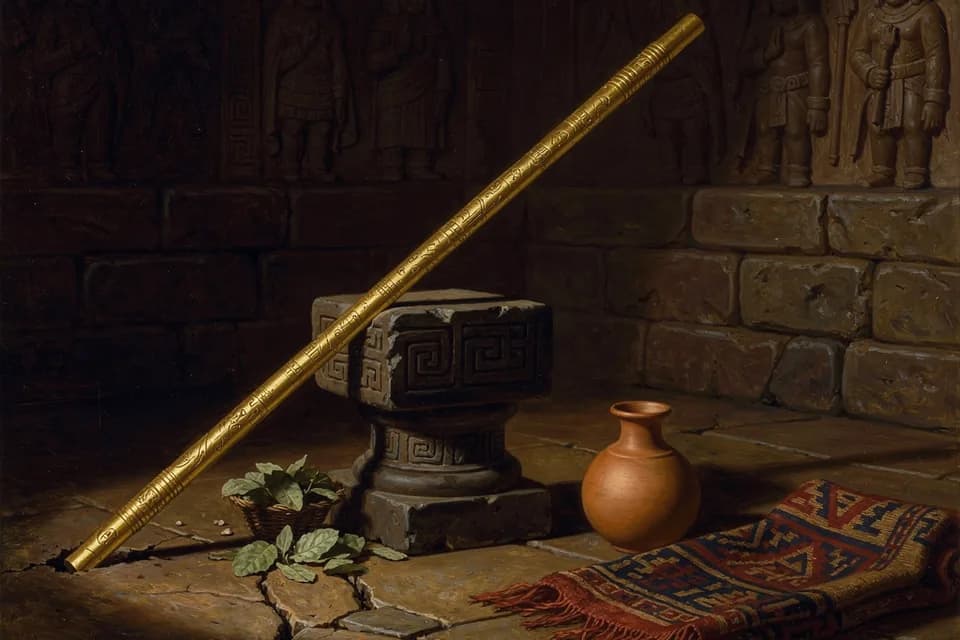 Illustration of Golden Rod of Manco Cápac, a staff of the Inca and Andean Tradition