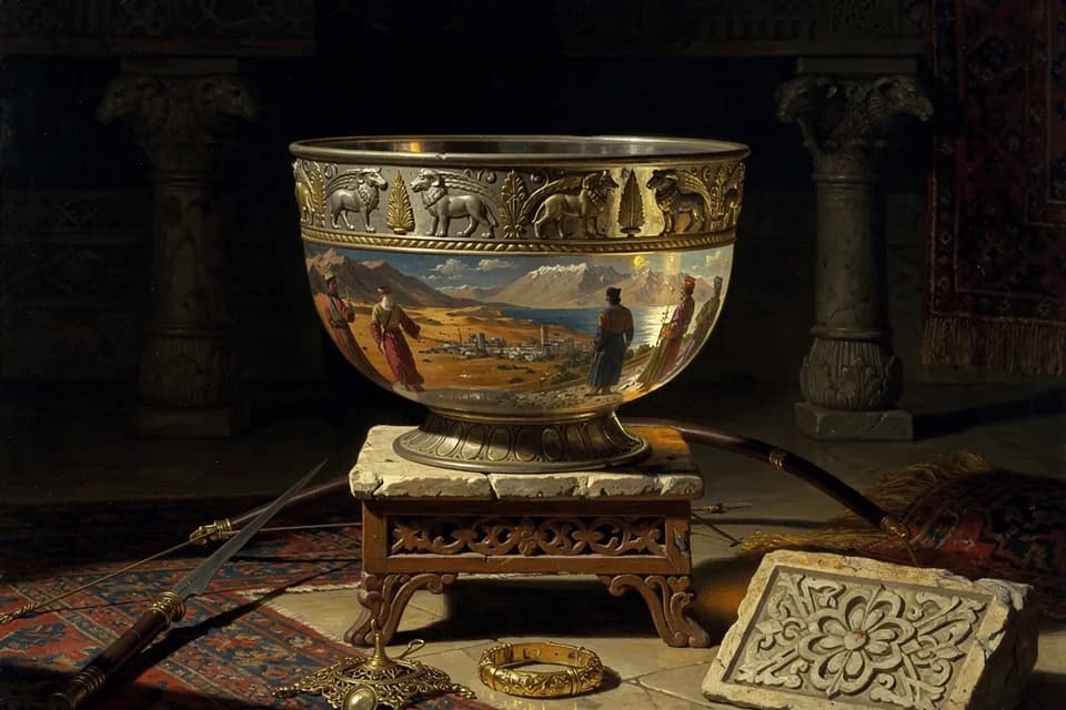 Illustration of Jam-e Jam, a vessel of the Persian (Iranian) Tradition