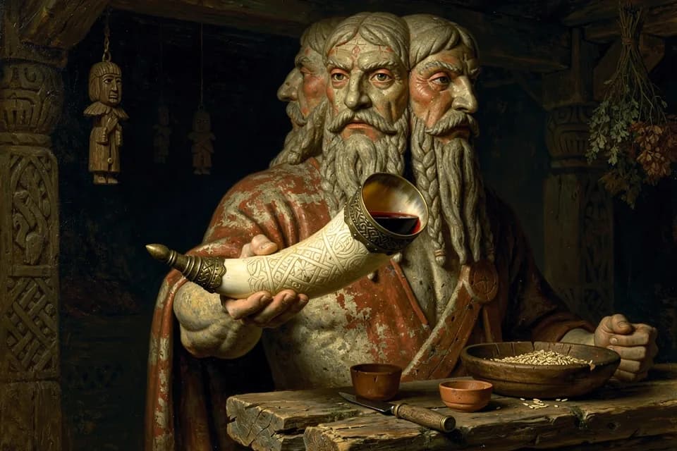 Illustration of Svantevit's Horn, a ritual vessel of the Slavic Pantheon
