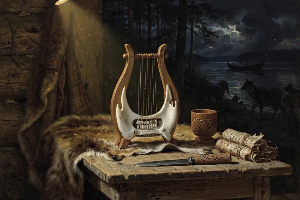 Illustration of Kantele of Väinämöinen, an instrument of the Finnish Tradition (Kalevala)
