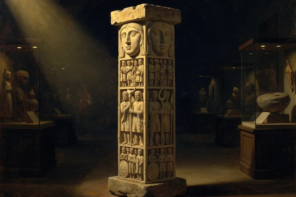 Illustration of Zbruch Idol, an idol of the Slavic Pantheon