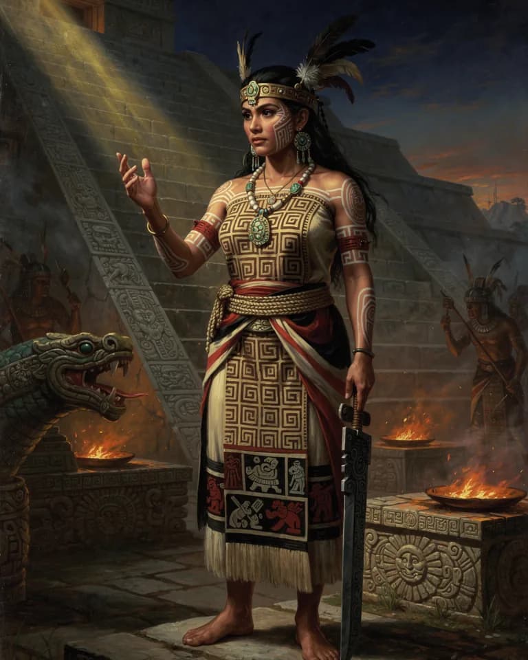 Illustration of Cihuateteo, a creature of the Aztec Pantheon