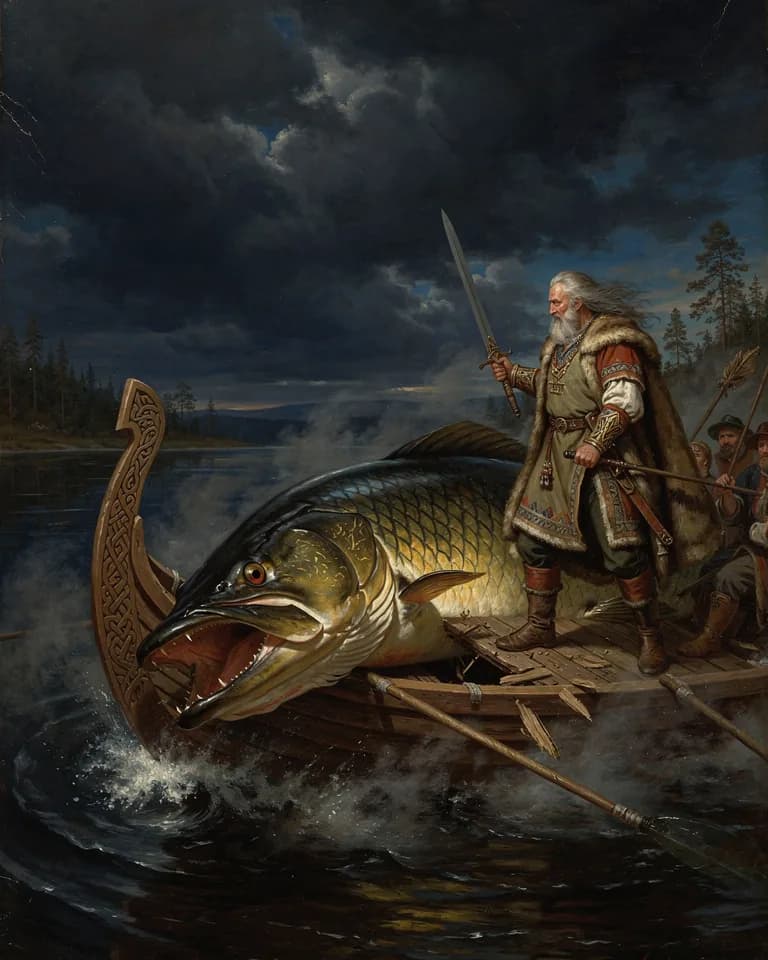 Illustration of The Great Pike, a creature of the Finnish Tradition (Kalevala)