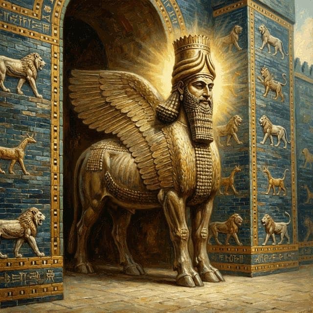 Illustration of Lamassu, a creature of the Mesopotamian Pantheon