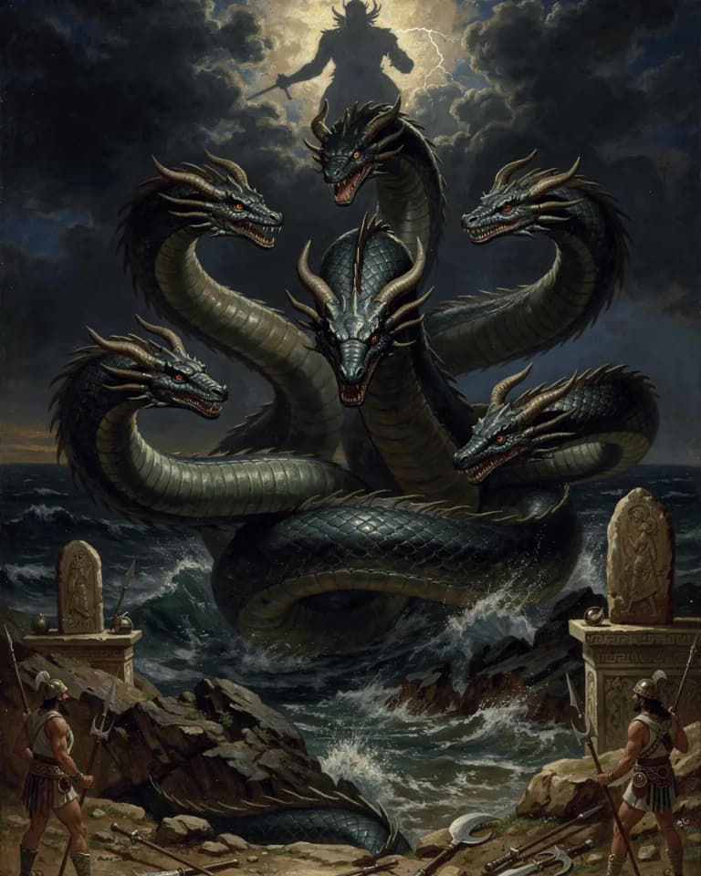 Illustration of Litan (Lotan), a creature of the Canaanite Pantheon (Ugarit)