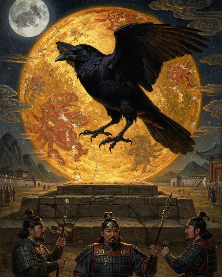 Illustration of Samjok-o, a creature of the Korean Tradition