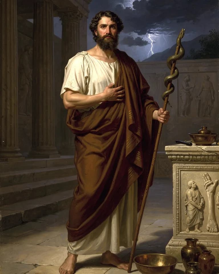 Illustration of Asclepius, a deity of the Greek Pantheon