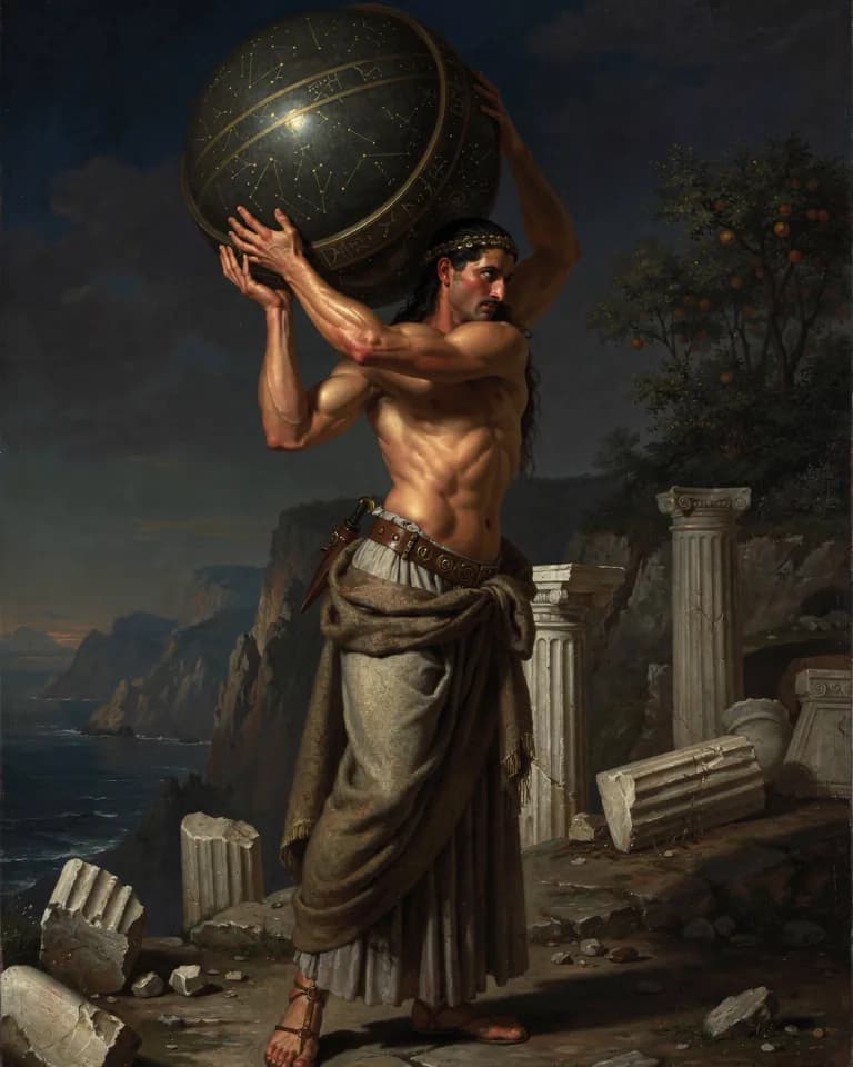 Illustration of Atlas, a deity of the Greek Pantheon