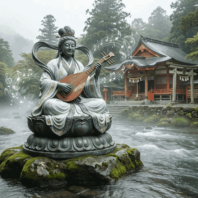 Illustration of Benzaiten, a deity of the Japanese Pantheon