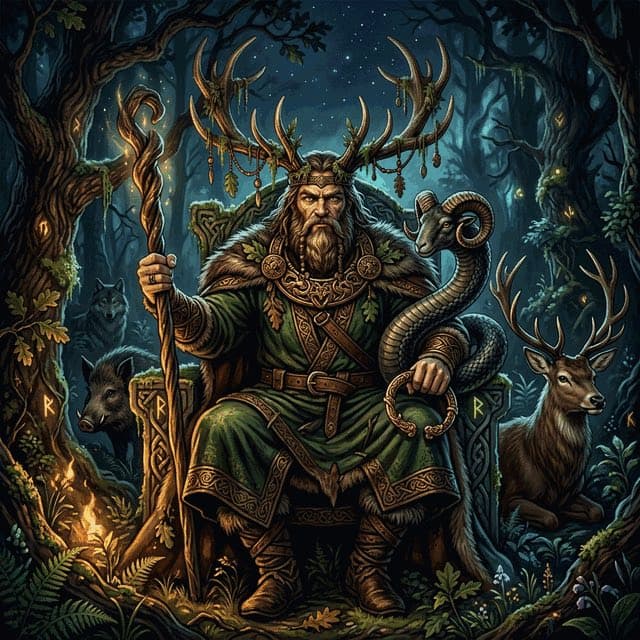 Illustration of Cernunnos, a deity of the Celtic Pantheon