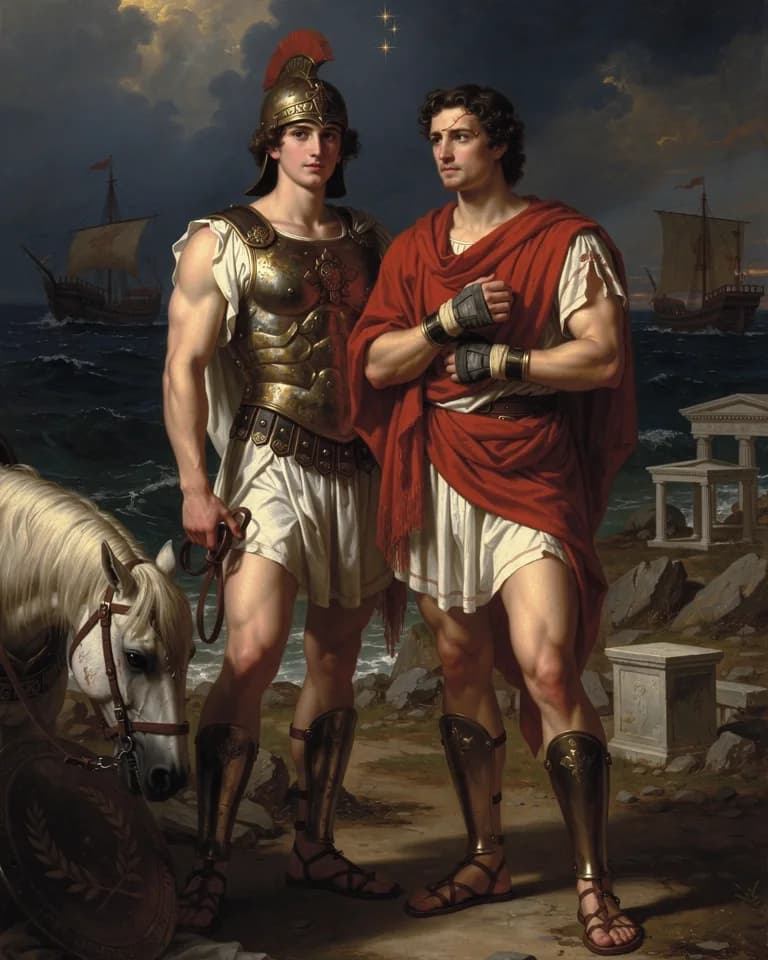 Illustration of The Dioscuri (Castor and Polydeuces), a deity of the Greek Pantheon