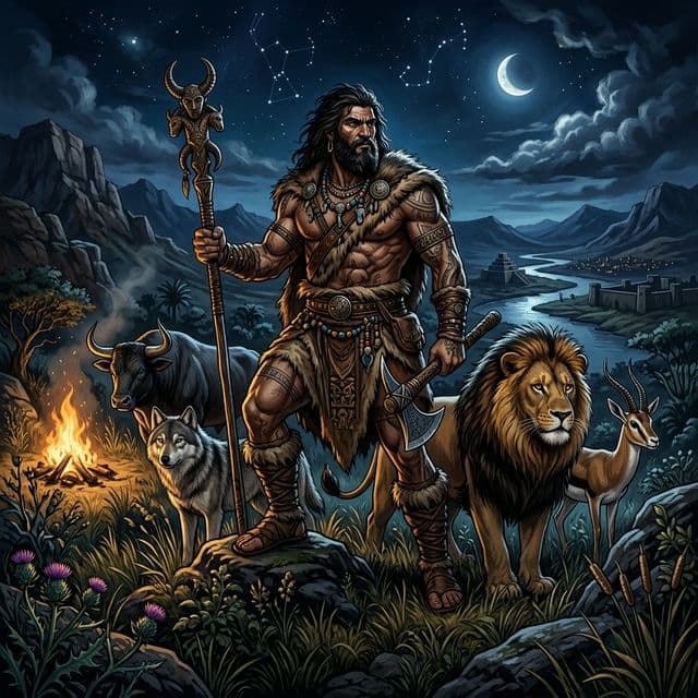 Illustration of Enkidu, a deity of the Mesopotamian Pantheon
