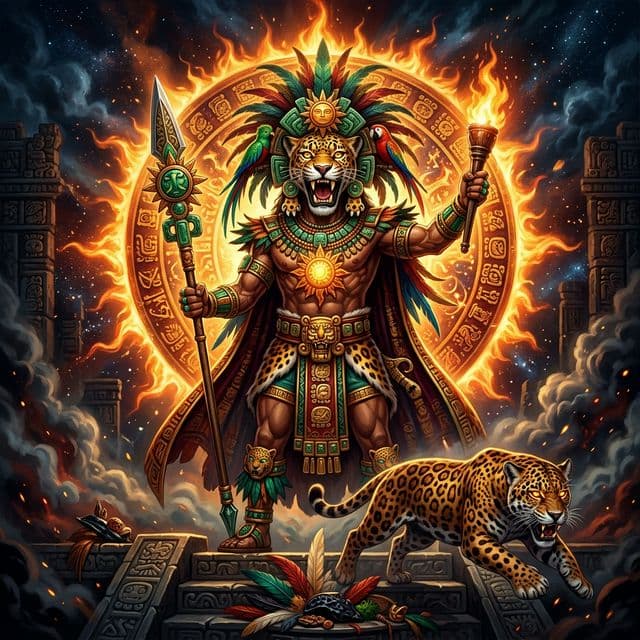Illustration of Kinich Ahau, a deity of the Mesoamerican Pantheon