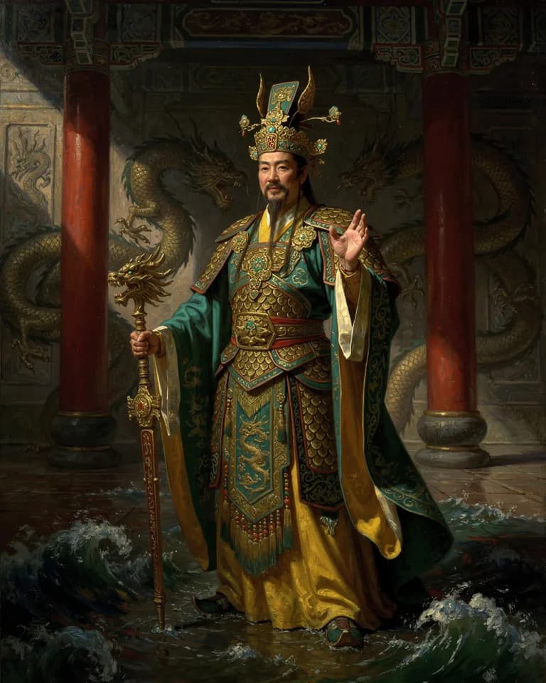 Illustration of Longwang (the Dragon Kings), a deity of the Chinese Pantheon