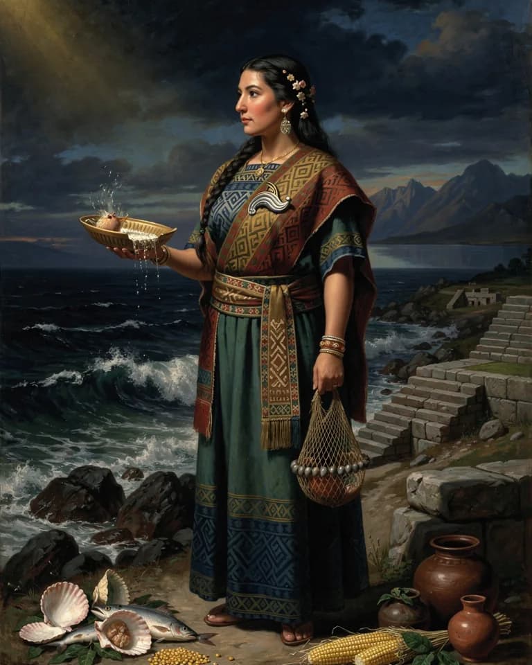Illustration of Mama Qucha, a deity of the Inca and Andean Tradition