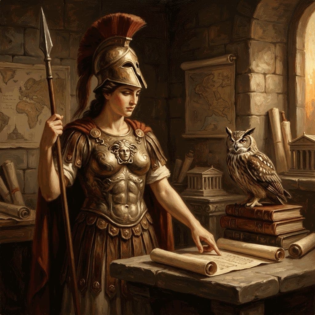 Illustration of Minerva, a deity of the Roman Pantheon