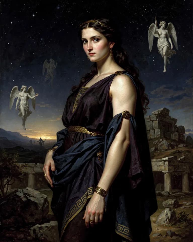Illustration of Nyx, a deity of the Greek Pantheon