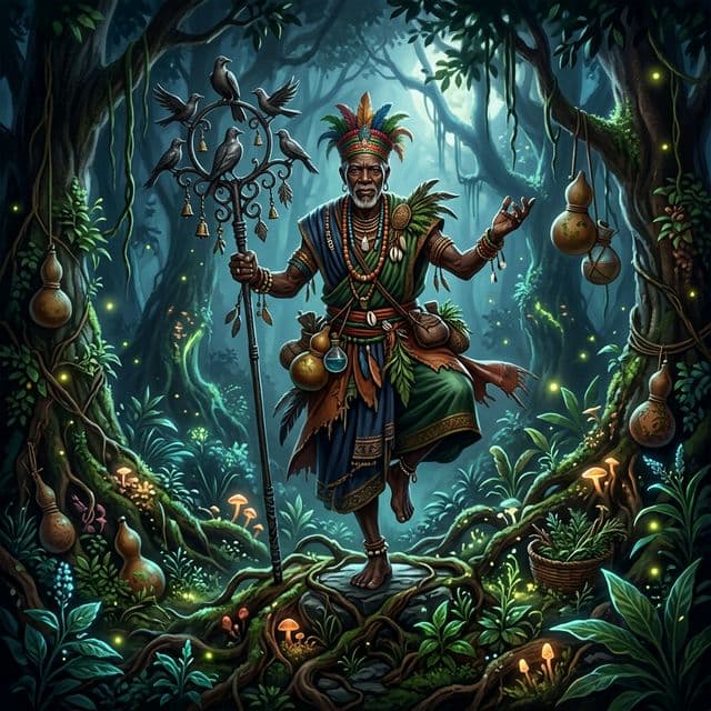 Illustration of Osanyin, a deity of the Yoruba Tradition