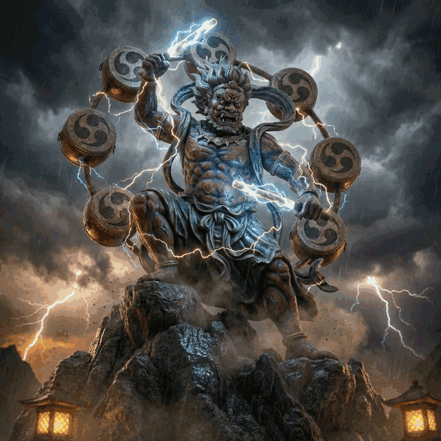 Illustration of Raijin, a deity of the Japanese Pantheon