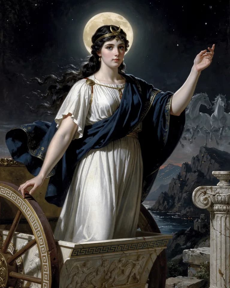 Illustration of Selene, a deity of the Greek Pantheon