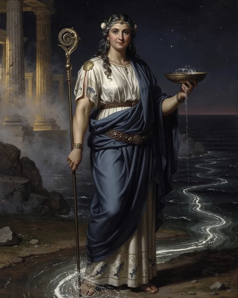 Illustration of Tethys, a deity of the Greek Pantheon