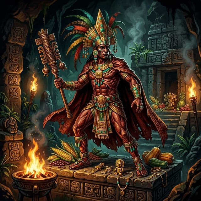 Illustration of Xipe Totec, a deity of the Mesoamerican Pantheon