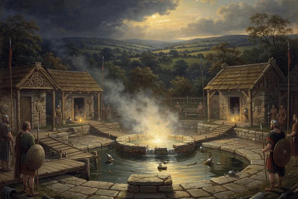 Illustration of Aquae Sulis (Bath), a temple of the Celtic Pantheon