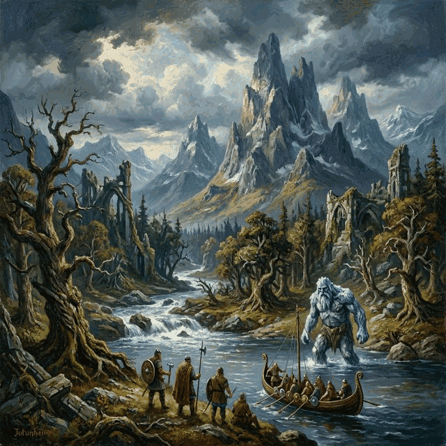 Illustration of Jotunheim, a realm of the Norse Pantheon