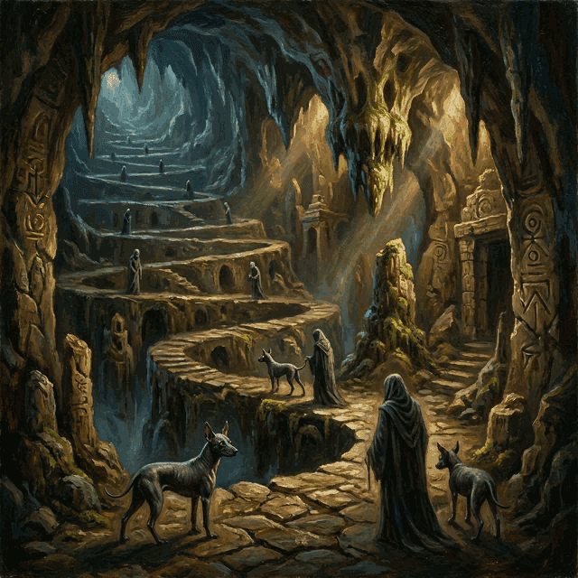 Illustration of Mictlan, an underworld of the Aztec Pantheon