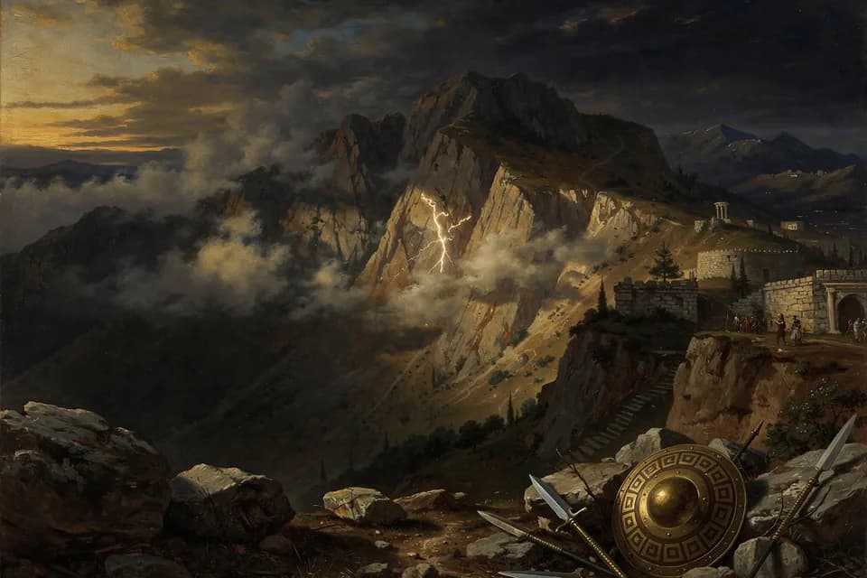 Illustration of Mount Othrys, a mountain of the Greek Pantheon
