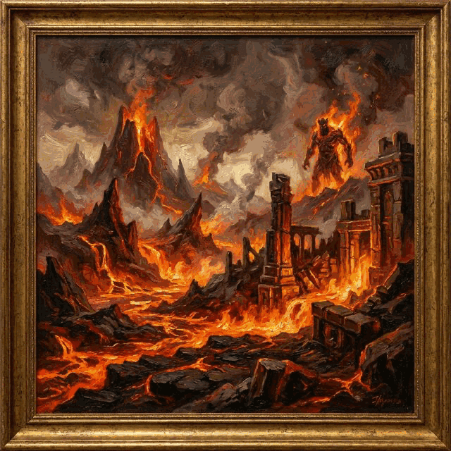 Illustration of Muspelheim, a realm of the Norse Pantheon