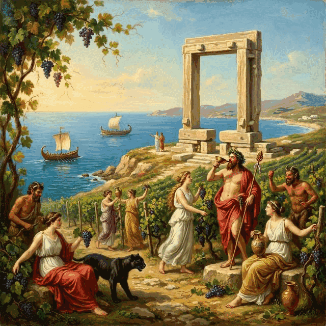 Illustration of Naxos, a sacred site of the Greek Pantheon