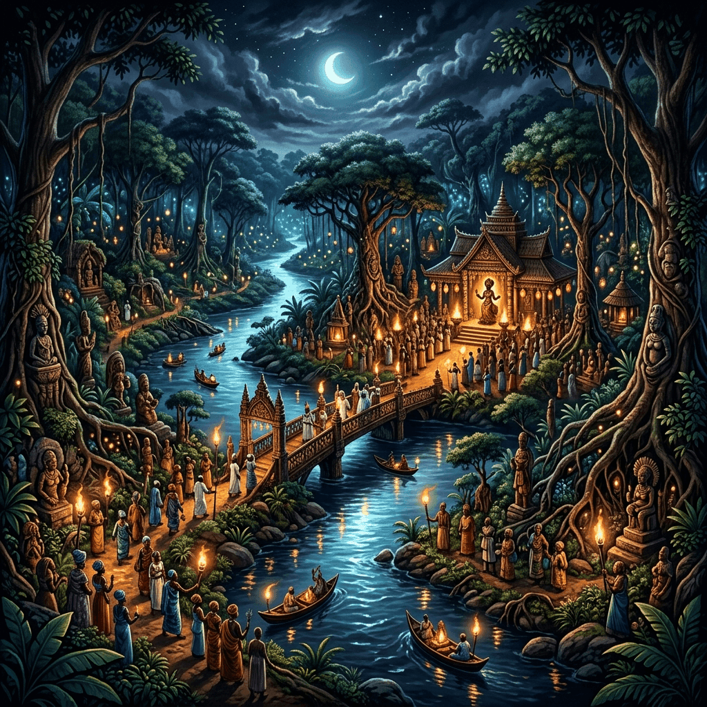 Illustration of Osun-Osogbo Sacred Grove, a sacred site of the Yoruba Tradition