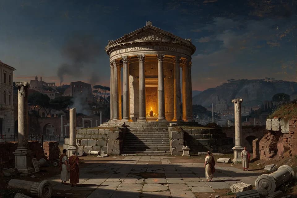 Illustration of Temple of Vesta, a temple of the Roman Pantheon