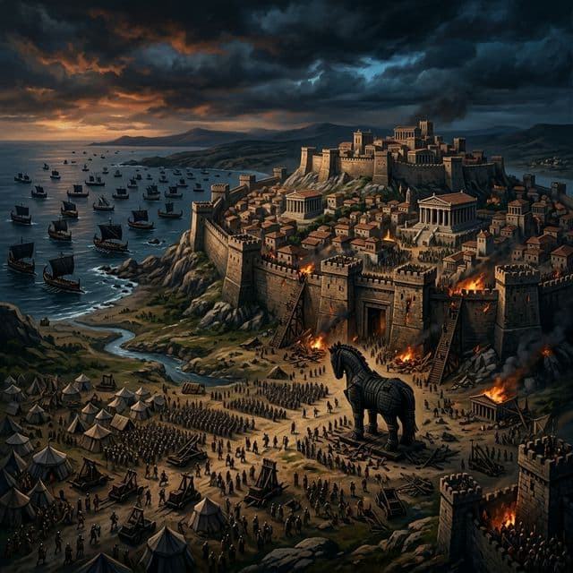 Illustration of Troy, a city of the Greek Pantheon