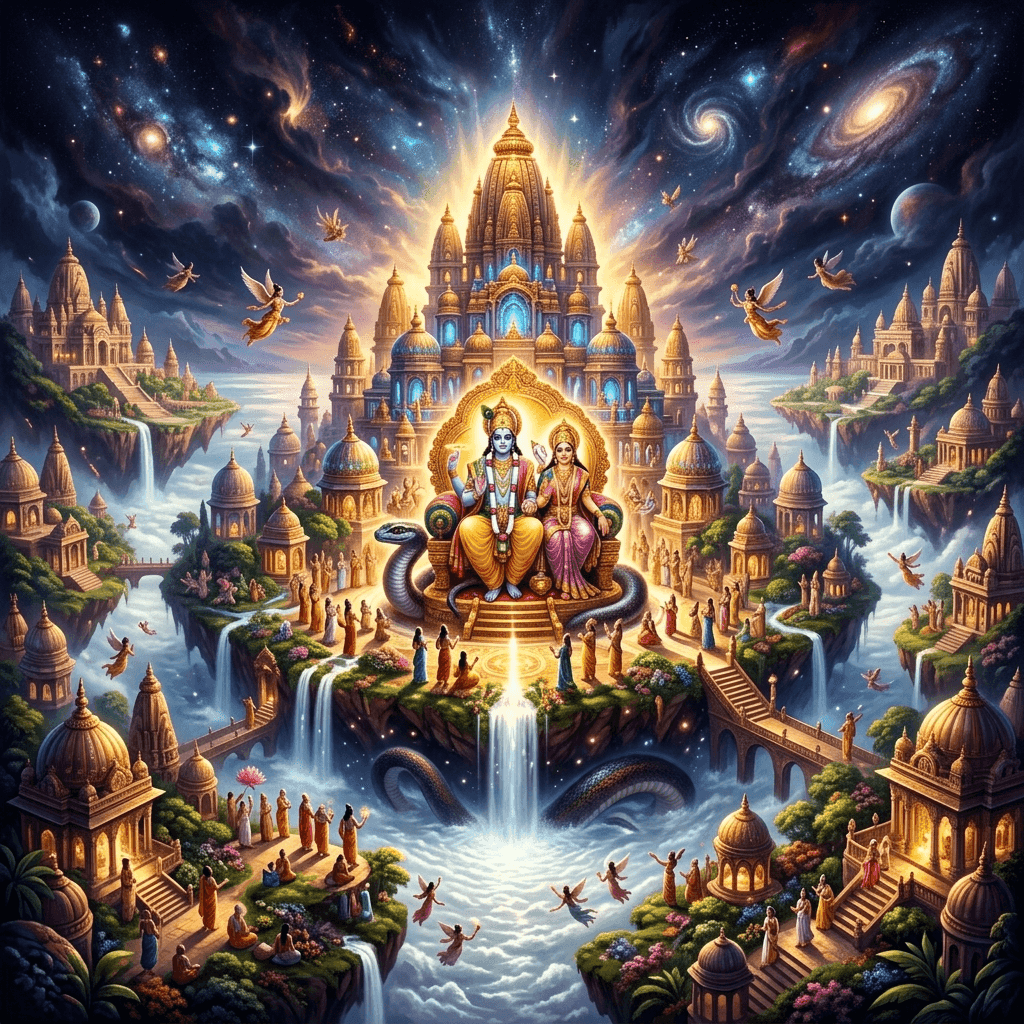 Illustration of Vaikuntha, a realm of the Hindu Pantheon