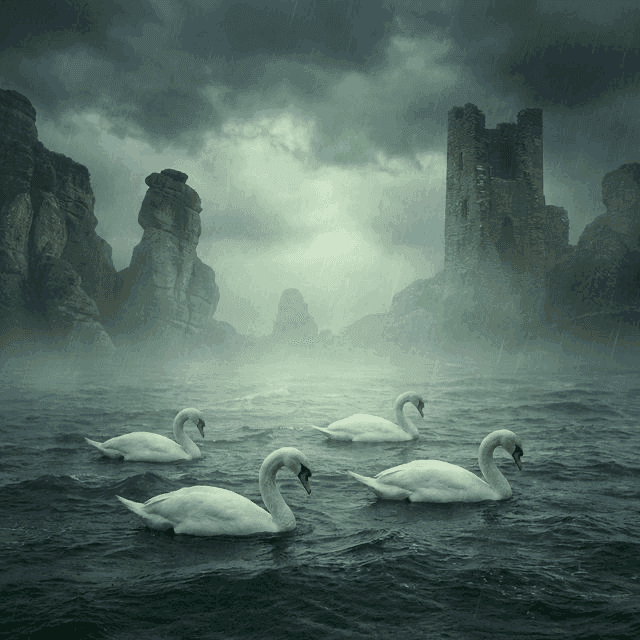 Illustration of the myth "The Children of Lir" from the Celtic Pantheon