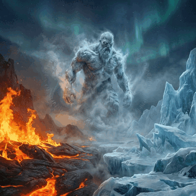 Illustration of the myth "The Creation of the World from Ymir" from the Norse Pantheon