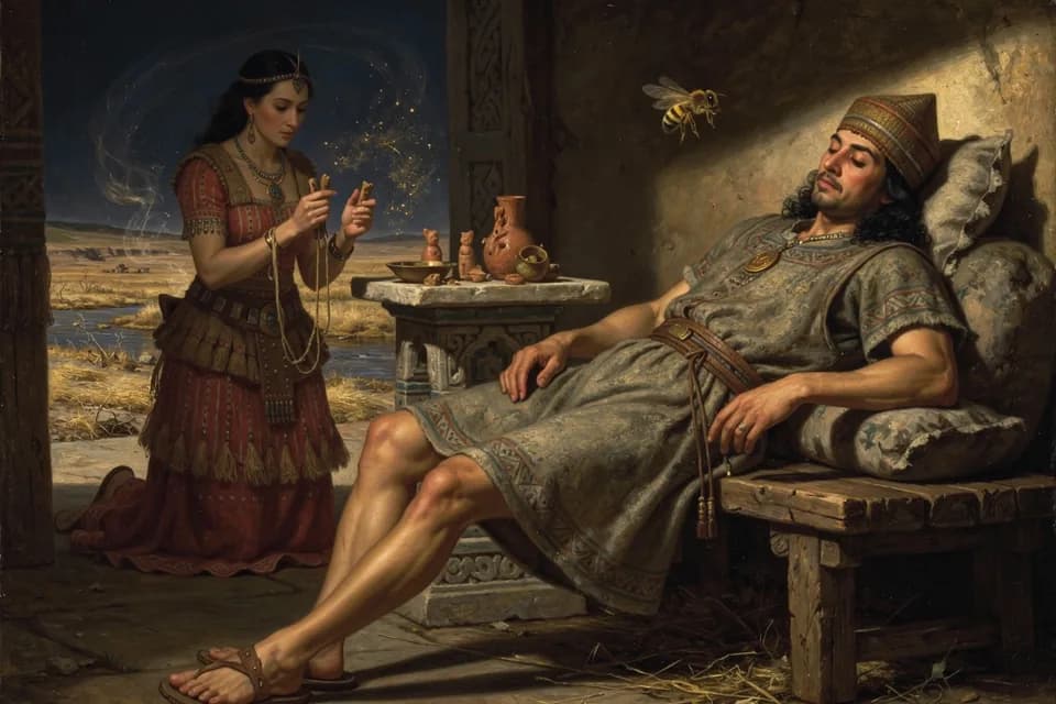 Illustration of the myth "The Disappearance of Telipinu" from the Hittite Pantheon
