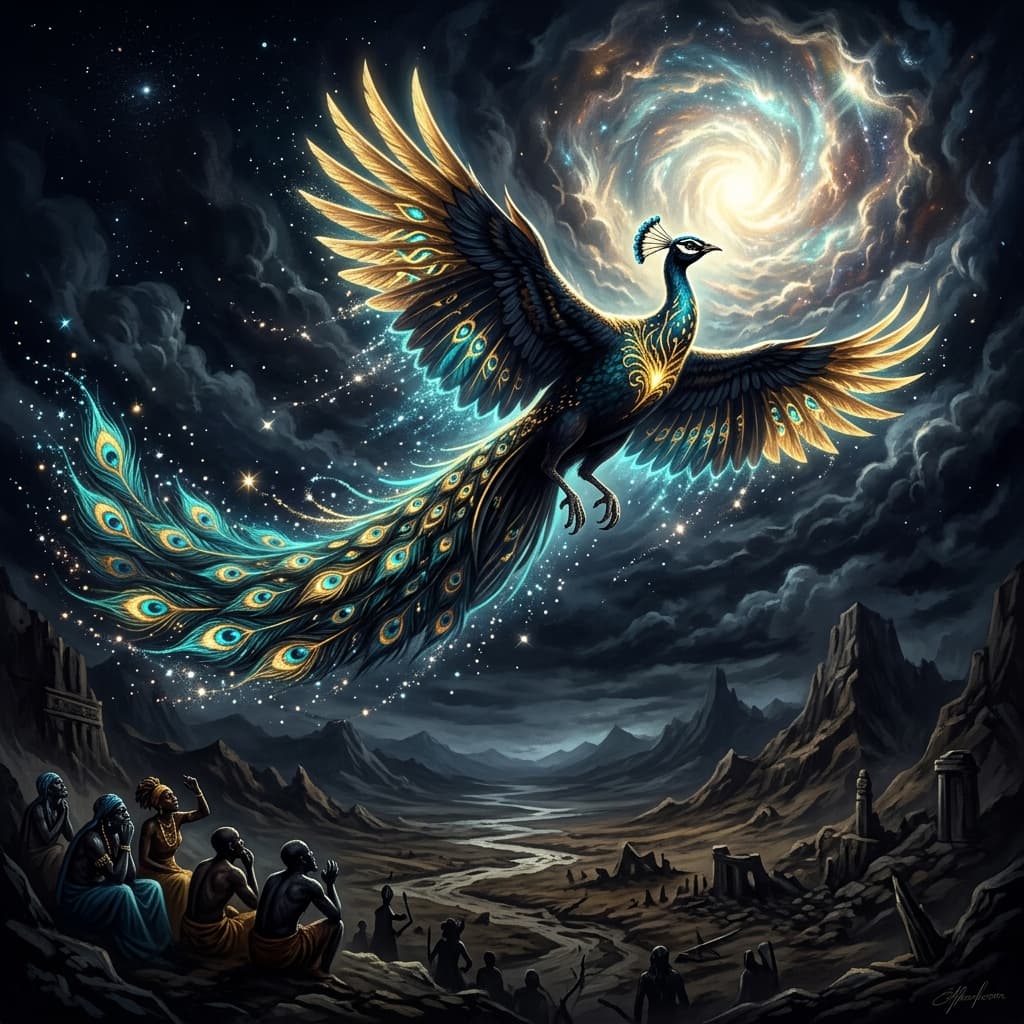 Illustration of the myth "Oshun Saves the World" from the Yoruba Tradition