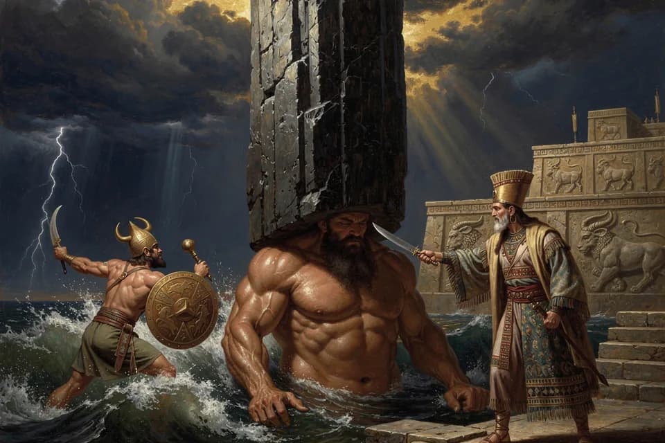 Illustration of the myth "The Song of Ullikummi" from the Hittite Pantheon