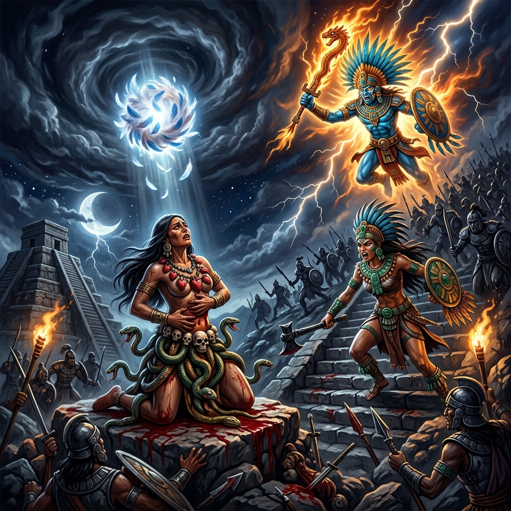 Aztec Barth The Birth of Huitzilopochtli - Aztec Pantheon Mythology | Mythos Atlas